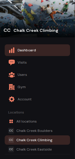 The sidebar inside one location, with a Locations list under the usual screens